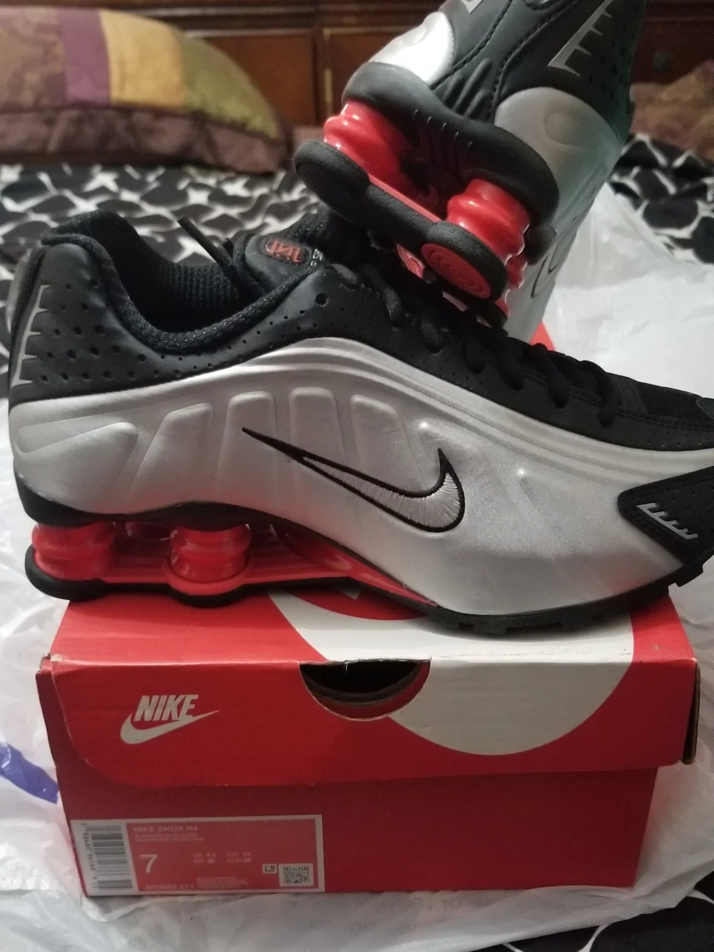 Nike women's Shox Sneakers - Black, Silver & Red